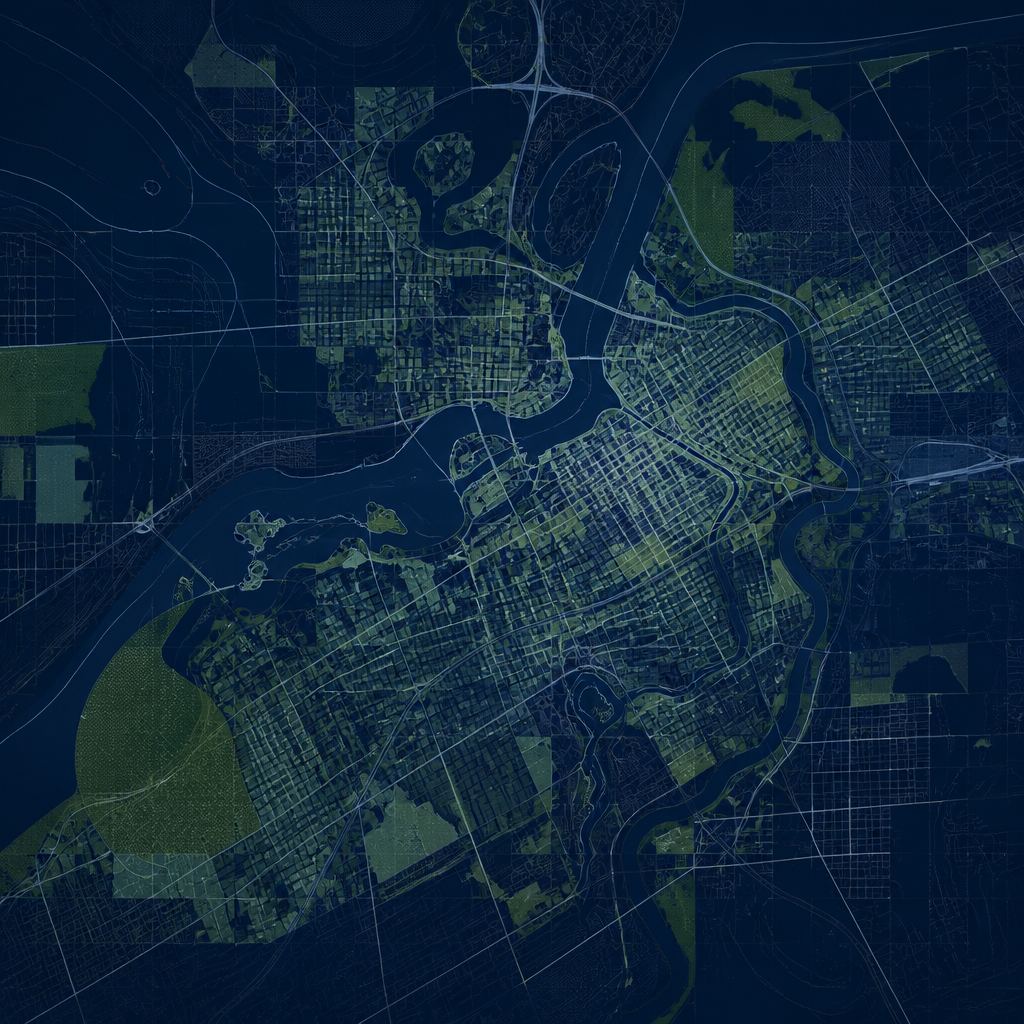 Abstract architectural map composition of Ottawa